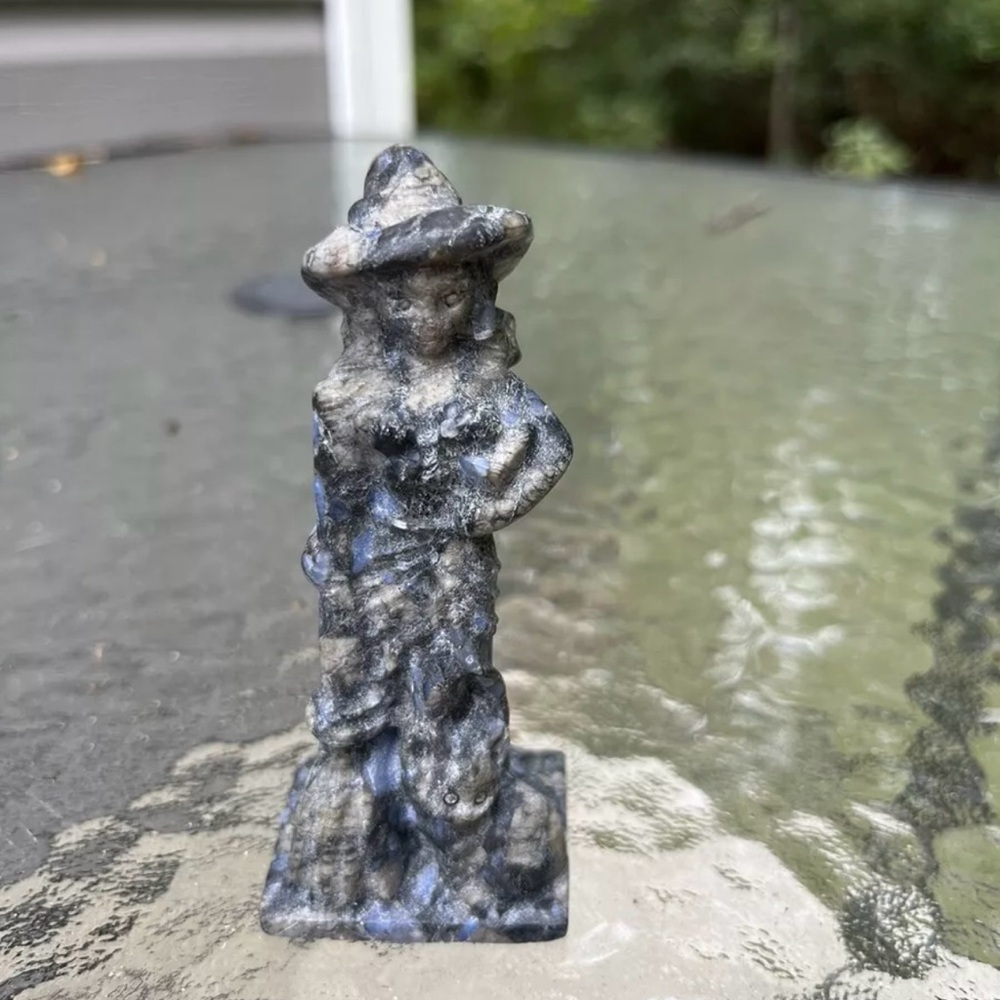 Hand carved Llanite Rhyolite Cystal witch carving Reiki Healing Halloween